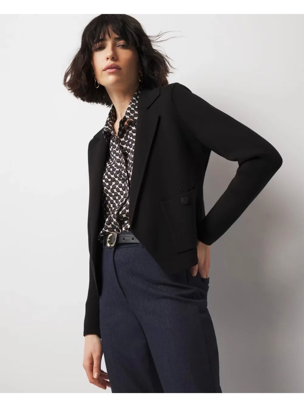 NWT $150 White House Black Market WHBM cropped sweater blazer sz XSP
